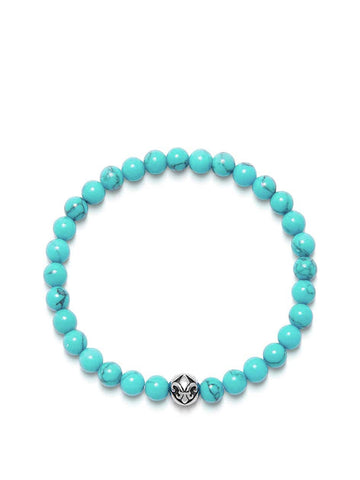 Nialaya Men's Beaded Bracelet Men's Wristband with Turquoise and Silver